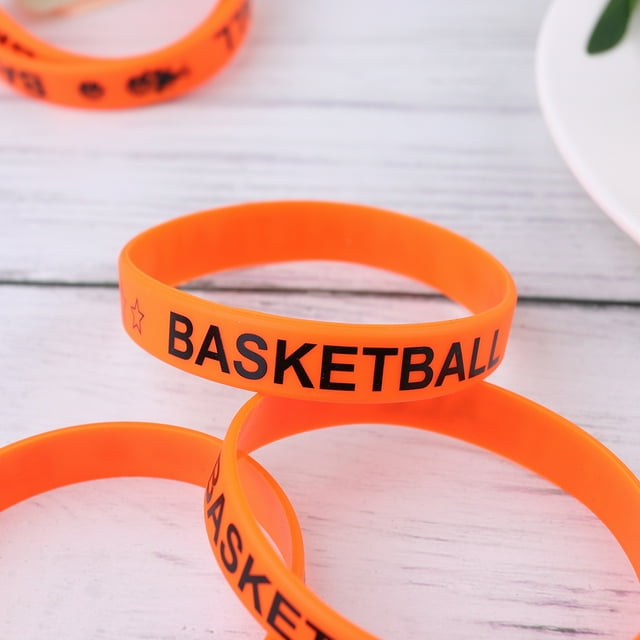HEALEEP Silicone Wristbands with Basketball Patterns for Decor Orange Color One Size Fits Most 25 Pieces