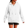 thumbnail image 6 of Arnsht Women's Vintage Casual Hooded Sweatshirt Loose Pocket Drawstring Solid Color Long Sleeve Pullover Blouse Top White M, 6 of 6