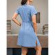 thumbnail image 4 of Vestido de Corta con Cuello en V para Mujer, Color Azul , Talla S, 4 of 5