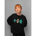 thumbnail image 2 of Alien Peace Trio Emoji - Futuristic Symbol Art Design Women's Sweatshirt, 2 of 4