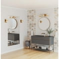 thumbnail image 2 of Haven Collection Three-Light Vintage Brass Opal Glass Luxe Industrial Bath Light, 2 of 13