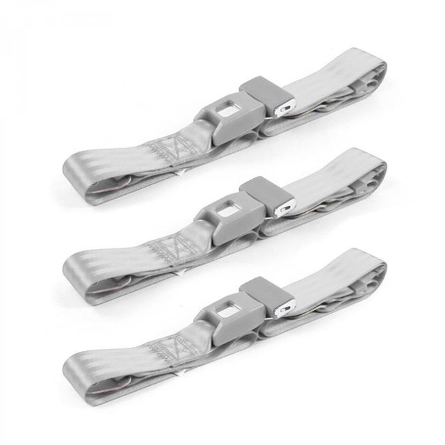 VW Type 2 Split 1949-1967 Standard 2 Point Gray & Grey Lap Bench Seat Belt Kit - 3 Belts