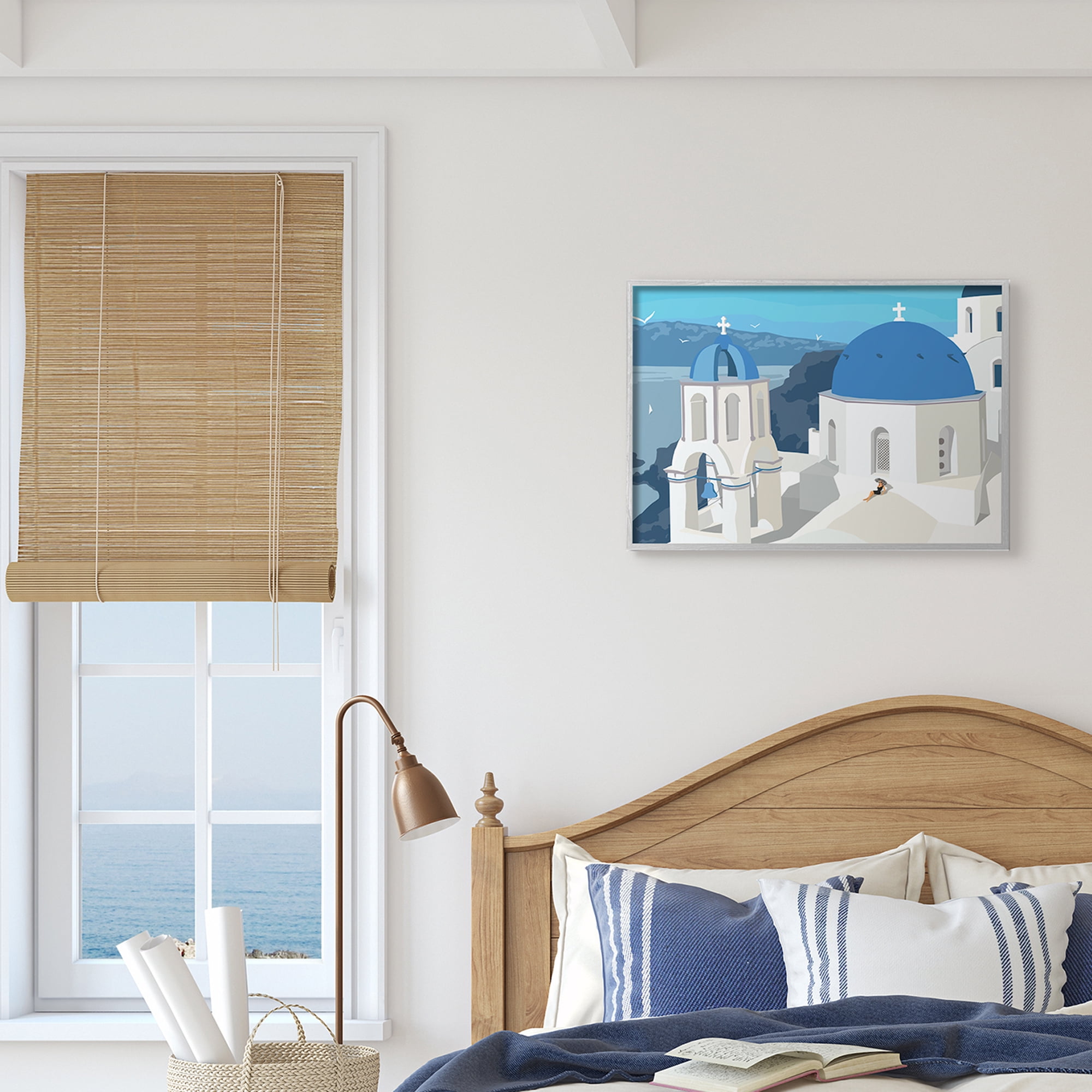 Stupell Industries Cliffside European Church Architecture Woman Resting Abstract Painting Gray Framed Art Print Wall Art, 16 x 20