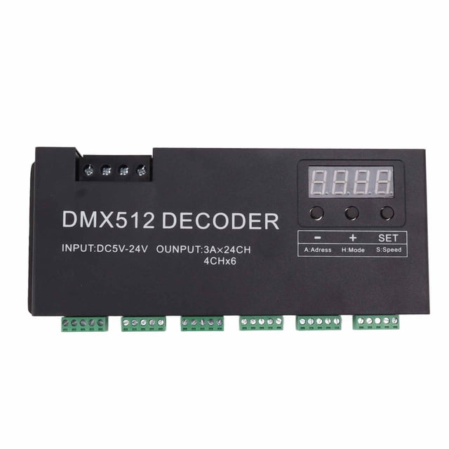 Controlador De Luz LED RGB, Operación Control Flexible Síncrono Decodificador DMX LED De 24 Canales Atenuación Múltiple Para Proyectos De Decoración