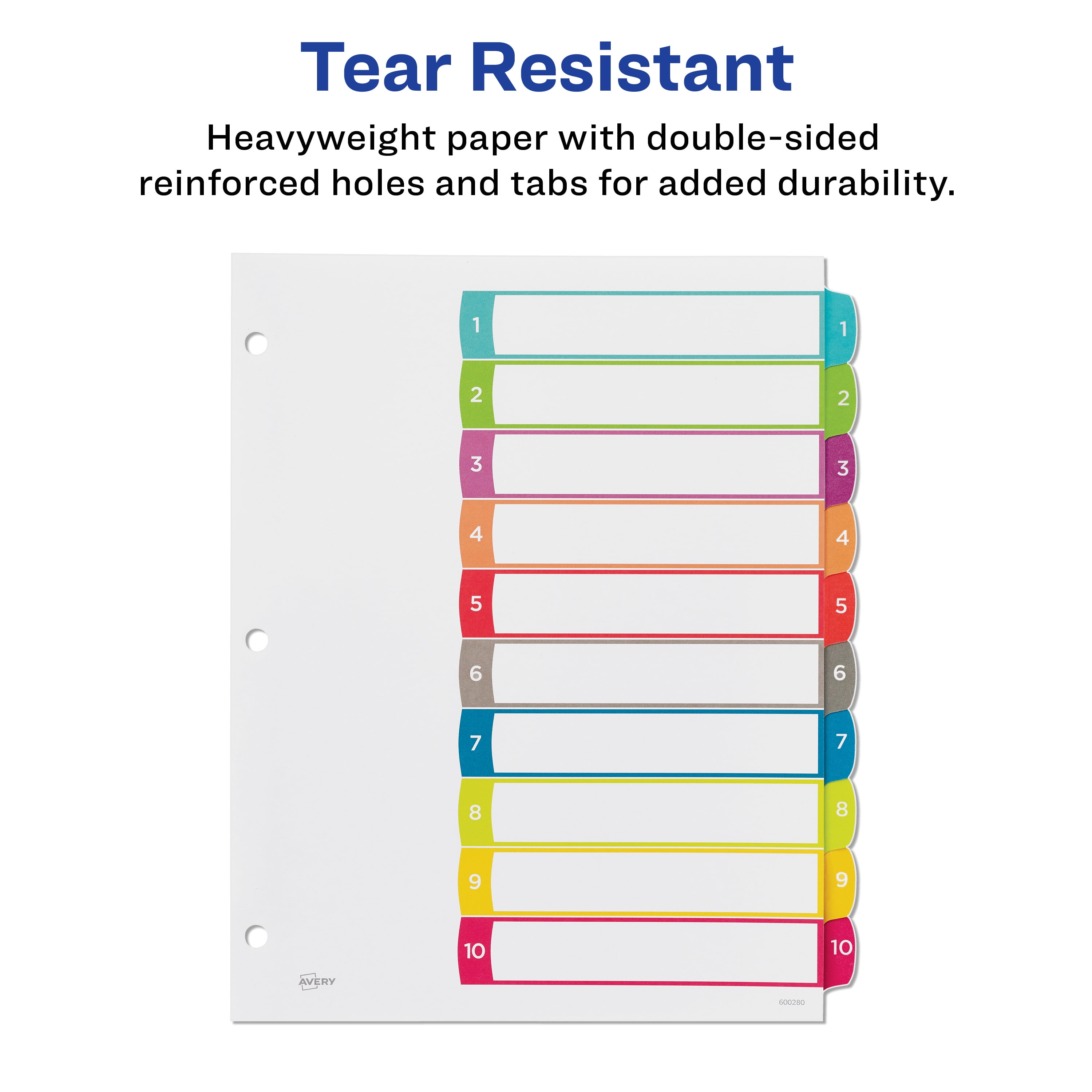 11842 Customizable Table of Contents Avery 10-Tab Dividers for 3 Ring Binders 1 Set Multicolor Tabs 