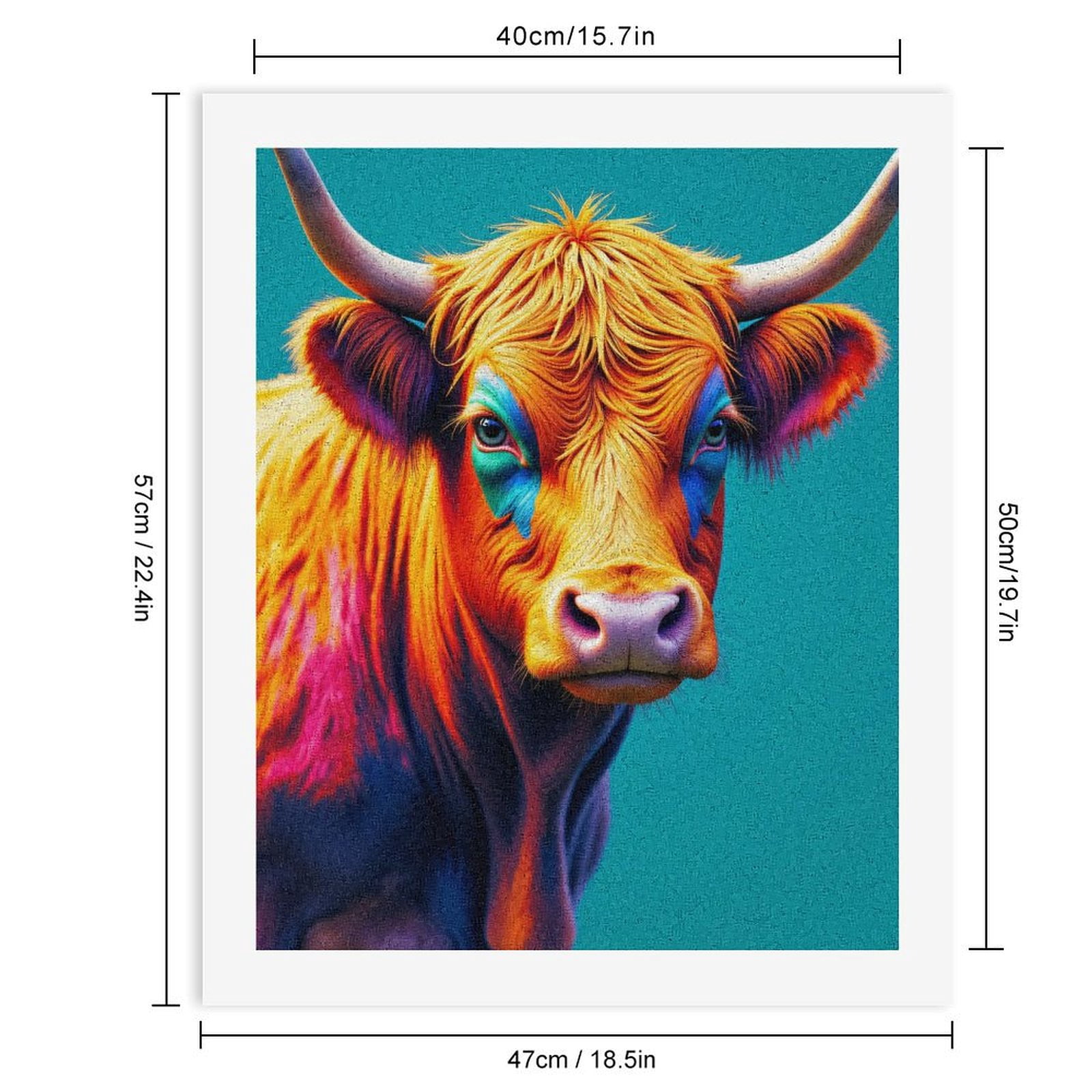 Paint By Numbers Kit for Adults Beginner - Colorful Cow Portrait Art DIY Canvas Painting Kits for Adults, Frameless Paint By Number for Adults for Home Wall Decor 16x20 Inch