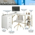 thumbnail image 3 of Techni Mobili L-Shape Home Office Desk with Storage, Gold/White, 3 of 12