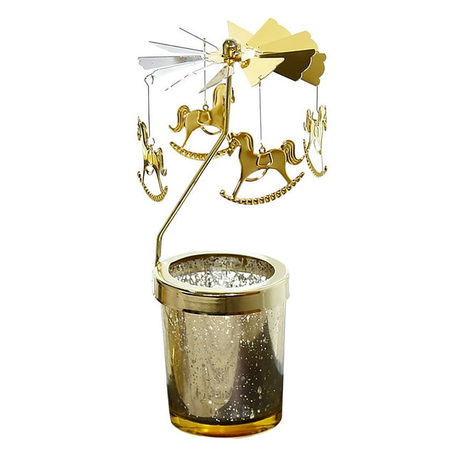 Dsscvnef Glass Rotating Candle Holder for Dinner with Light Heat Effect Elegant Candlelight Display
