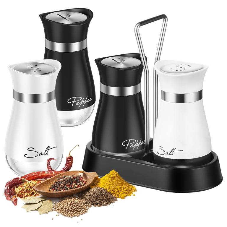 Qenwkxz 4 Pcs Salt and Pepper Shaker Set 4 oz Glass Salt and