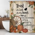 thumbnail image 2 of Fall Shower Curtain, Retro Autumn Thanksgiving Harvest Watercolor Pumpkins Farmhouse Bathroom Curtain Bathtub Home Decor Waterproof Fabric Machine Washable with 6PCS Hooks,36" Wx72 L, 2 of 6