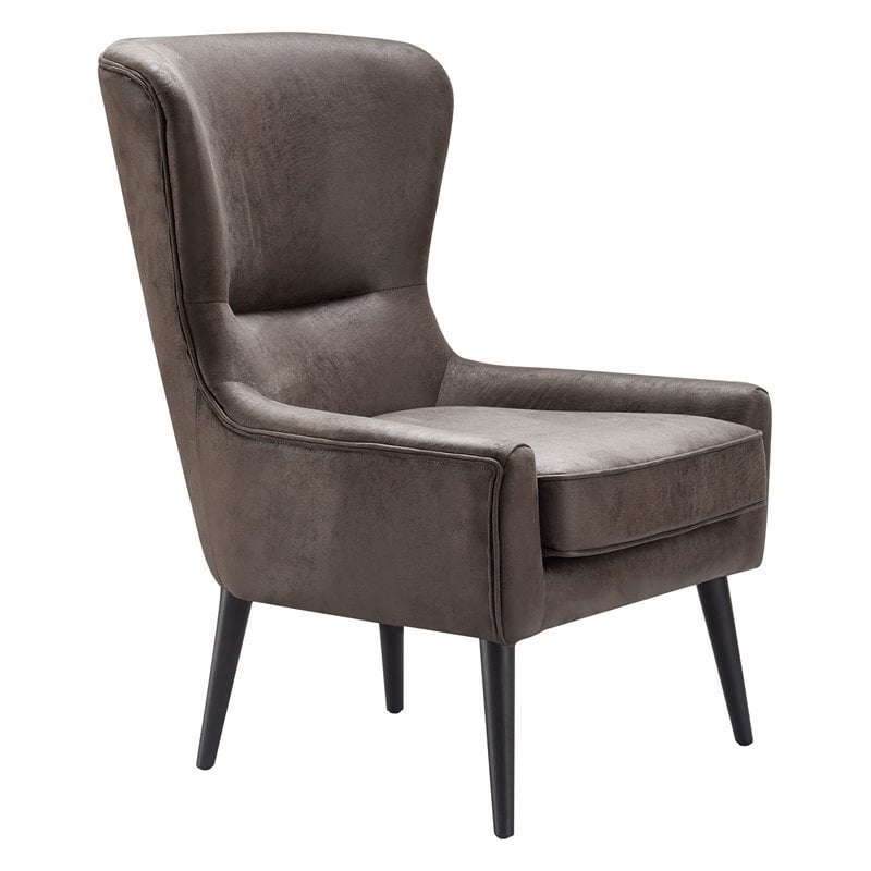 Elle Decor Modern Faux Leather Wingback, Black Leather Wingback Chair Modern