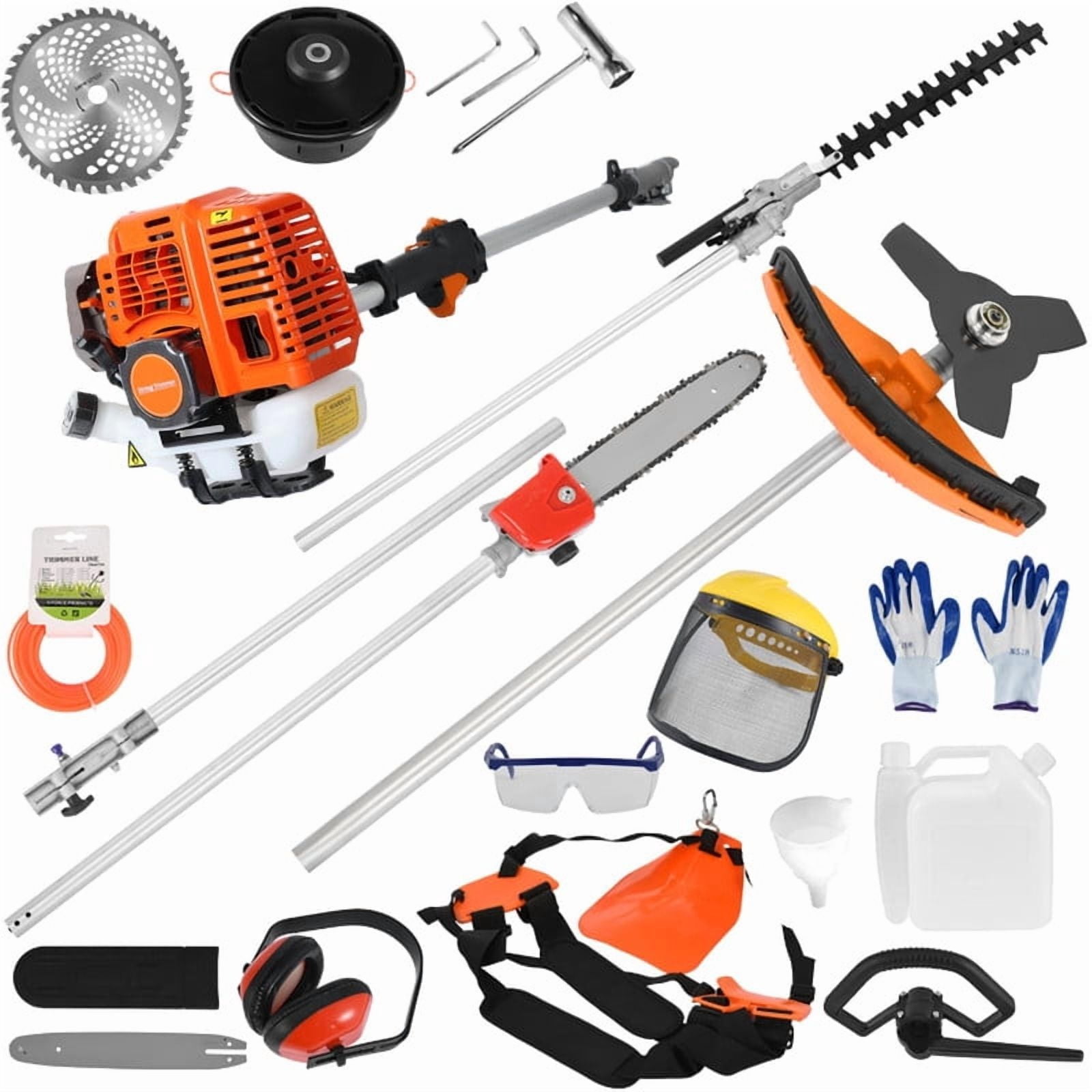 YNCE Weed Eater Gas Powered,52cc 2 Stroke Gas Weed Wacker, 5 in 1 Multi Functional Trimming Tools,Gas Hedge Trimmer,String Trimmer,Weed Eater,Brush Cutter,Pole Chainsaw with Extension Pole 9500rpm