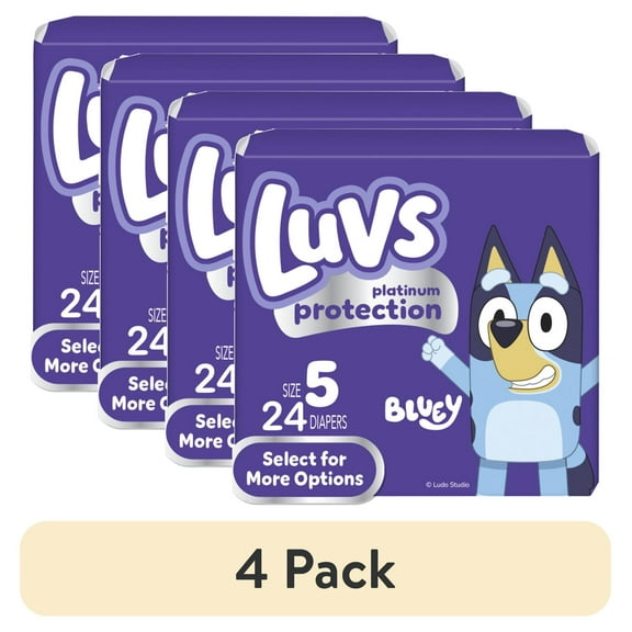 (4 pack) Luvs Platinum Protection Baby Diapers Size 5, 24 Count (Select for More Options)
