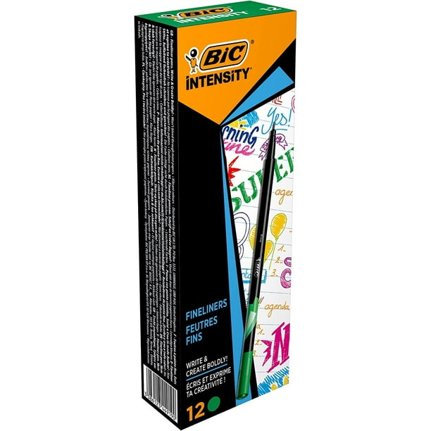 Rotuladores con punta de fieltro BIC Intensity, 0,4 mm, punta fina, 12 unidades, color verde