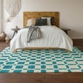 thumbnail image 6 of HomeRoots 669323 9 x 12 ft. Teal & Ivory Geometric Transitional Washable Machine Made Rectangle Area Rug with UV Protection, 6 of 9