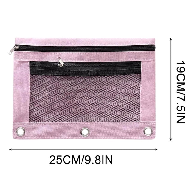 Double Zipper 3-Ring Binder Pencil Pouch with Clear View Window - Oxford Cloth Organizer for Pens, Pencils, and Markers Easy Attachment - Durable and Portable Storage