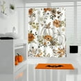 thumbnail image 6 of Oioii Fall Autumn Halloween Thanksgiving Shower Curtain, Waterproof Fabric with Pumpkins Maple Leaves Design Shower Curtains Set, Non-punching Bathroom Curtain Decor, 6 of 6