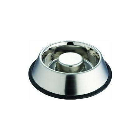 Indipets Extra Heavy Stainless Steel Non Tip - Anti Skid Health Care Slow Feeding DishColors May Va Multi-Colored