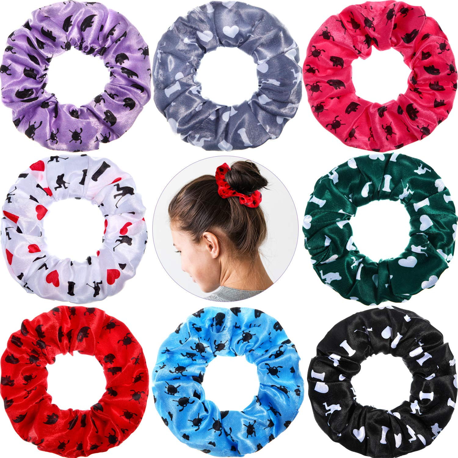 8 Pieces Hockey Hair Ties Field Hockey Hair Accessories Velvet Hockey