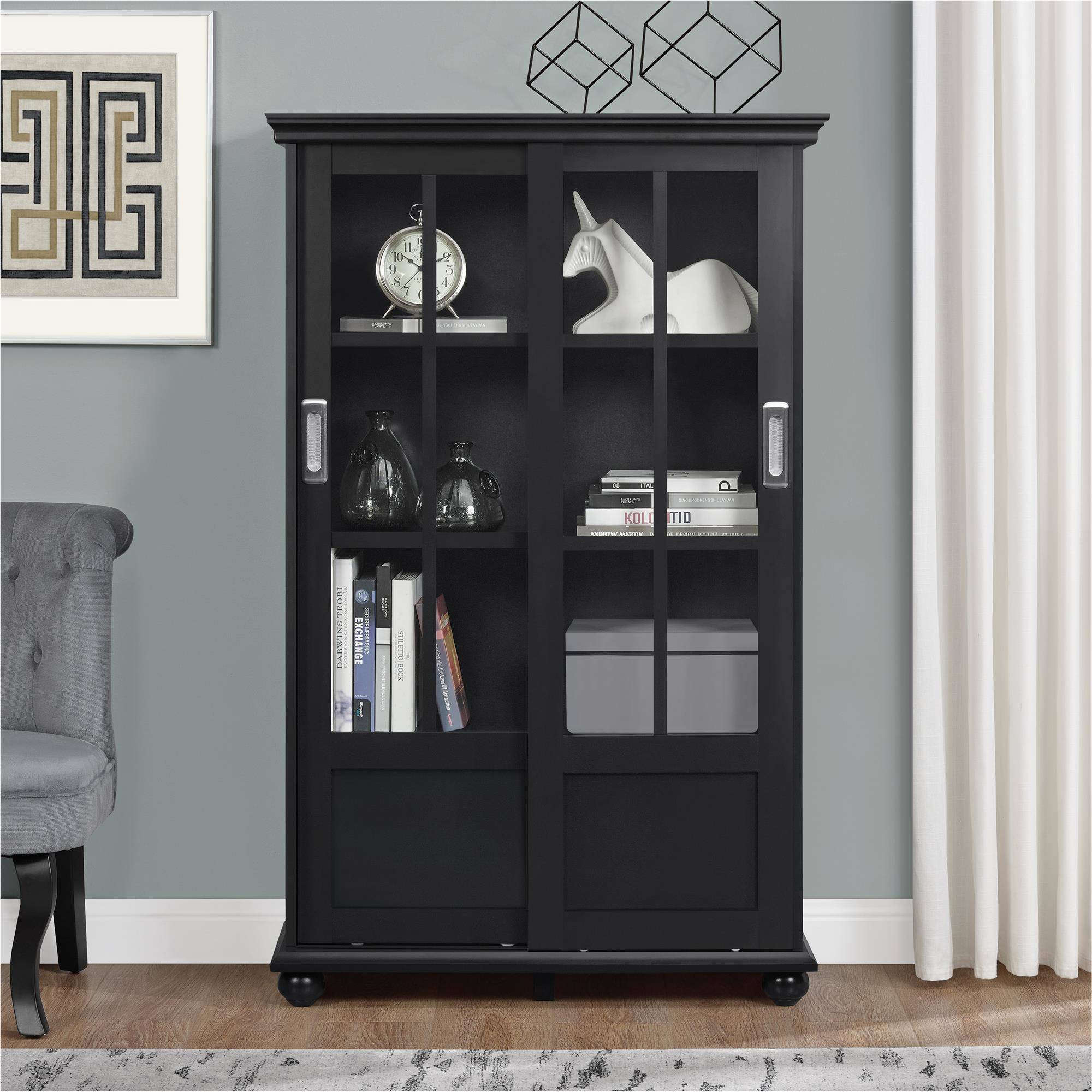 Ameriwood Home Aaron Lane Bookcase With Sliding Glass Doors
