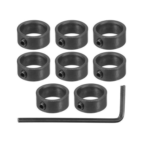Uxcell Shaft Collar, Carbon Steel Zinc Plated Landing Gear Stopper Wheel Collars with M4 Set Screws 5/8"x7/8"x5/16" Black