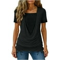 thumbnail image 2 of Roncen Sequin V-Neck Tank Top for Women,Plunge Cowl Neck Top with Drawstring Waist & Tiered Hem, Casual Dressy Shirt, 2 of 9