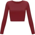 thumbnail image 1 of GHSDFBB Women's Basic Round Neck Long Sleeve Crop Top, 1 of 2