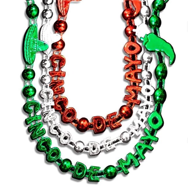 Cinco De Mayo Bead Necklaces, Assorted Color Pack of 12