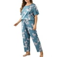 thumbnail image 3 of Women's Plus Size Pajama Sets For Lady Soft Short Sleeve Loungewear Sleepwear Top With Soft Pants 1XL, 3 of 5