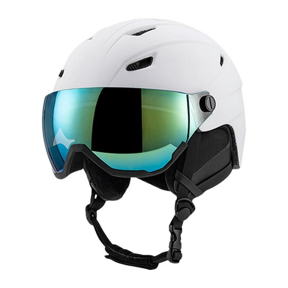 Colaxi Skiing Helmet Snow Ski Helmet Adjustable Warm Protectived Glasses Impact Resistance Shockproof Ear Cover Snow Helmet for Cold White 55 to 58cm