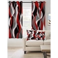 thumbnail image 2 of Red Stripe Blackout Curtains 39 Inches Long for Bedroom, Grey Moire Ombre Geometric Modern Abstract Thermal Insulated Room Darkening Black Out Window Curtain Panels Grommet Drapes for Living Room, 2 of 8