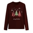 thumbnail image 4 of QSAWXQZ Women's Christmas Blouse Long Sleeve Crewneck Graphic Pullover Shirt for Spring Wine XL, 4 of 5
