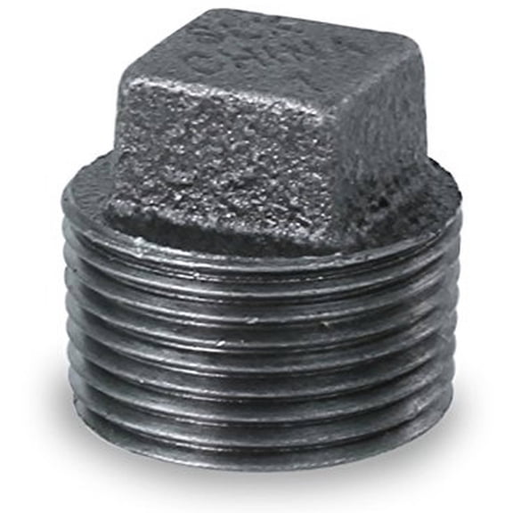 Supply Giant BMPL5000 Black Malleable Iron Plug with Square Head, 5"