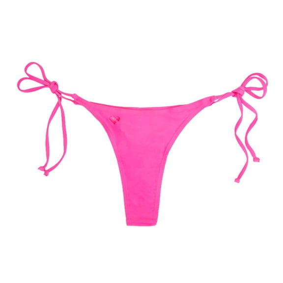 MIASHUI Women's Brazilian Side Thong Bikini Swimwear Set with Tankini Top and Tied Bottom Bathing Suit Hot Pink,M