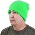 thumbnail image 3 of Falari 2 Pcs Men Women Skull Knitted Beanie Hat Plain Solid Color for Winter Black & Light Green, 3 of 4