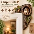 thumbnail image 3 of LOWLHOME Chipmunk Tree Hollow Door Topper, 7.87 Inch Wooden Tree Hollow Animal Sculpture with Oak Leaves & Acorn, Farmhouse Door Topper for Window Frame Home Wall Decoration, 3 of 5