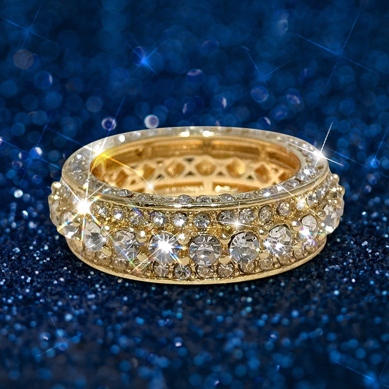 Baocc Accessories Silver Women Fashion Trend Single Full Diamond Zircon Ring  Ladies Jewelry Diamond Rings for Women Size 6 10 Rings Mr6 
