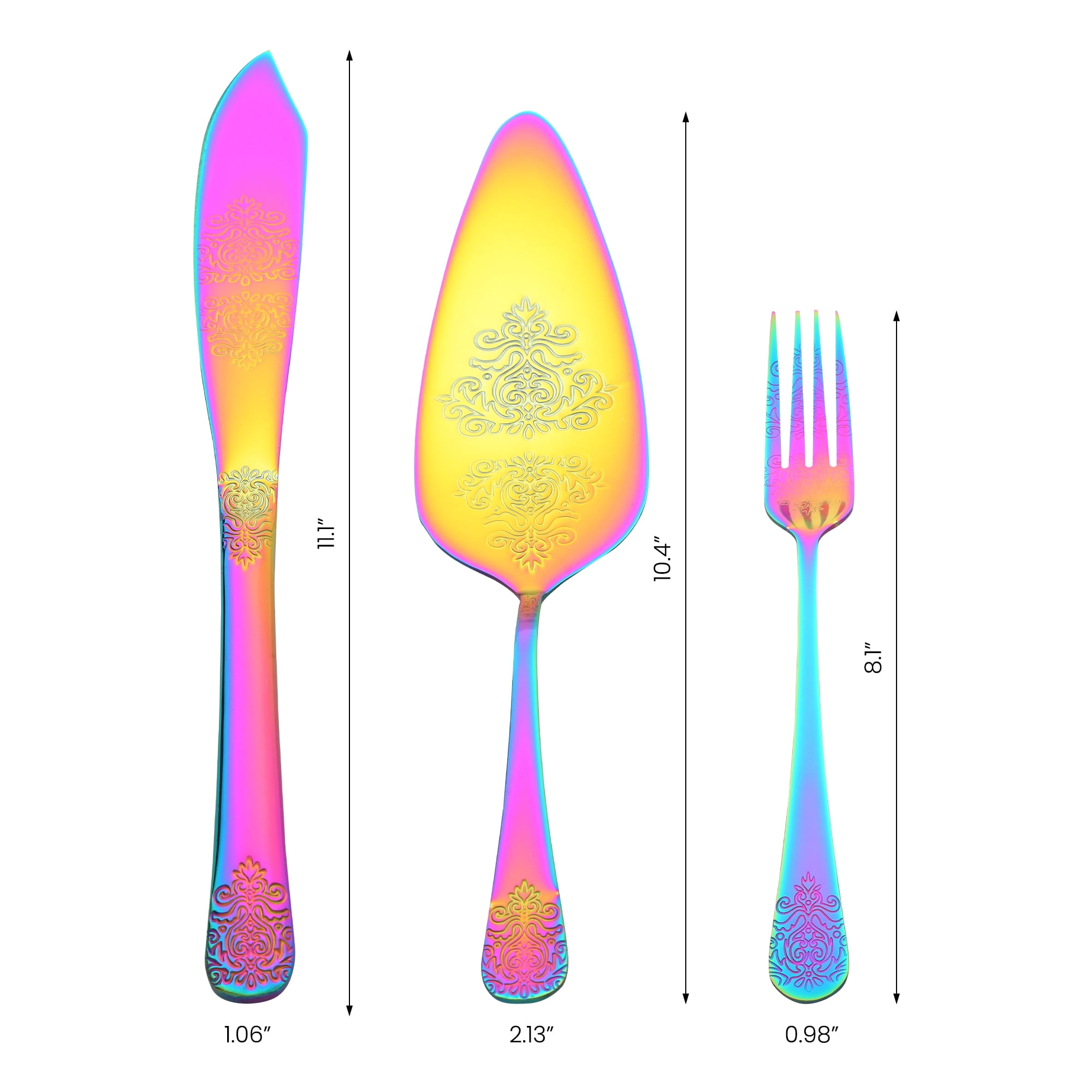 Unique Bargains Stainless Steel Silverware Set with Pie Spatula 4 Piece Colorful