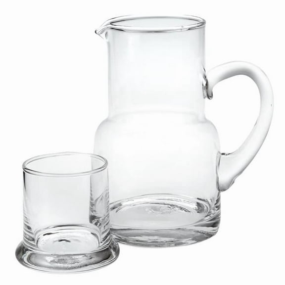 4" X 6" X 7" Clear Glass 2 Pc Glass Bedside or Desktop Carafe Set  10 oz