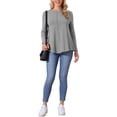 thumbnail image 2 of Camiseta de manga larga de cuello redondo para mujer INSPIRE CHIC, cómoda y elegante, top para uso diario casual, talla M, color gris, 2 of 6