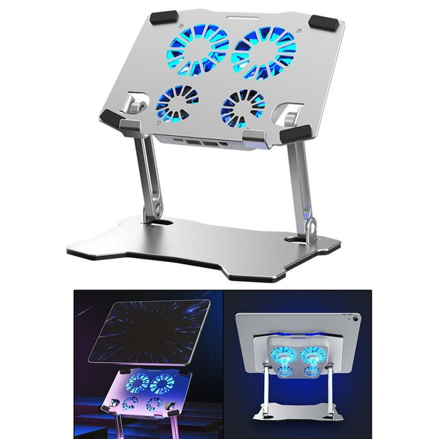 Soporte plegable para computadora portátil con ventilador de refrigeración, soporte vertical portátil de aleación de aluminio para para shamjiam Soporte para computadora portátil
