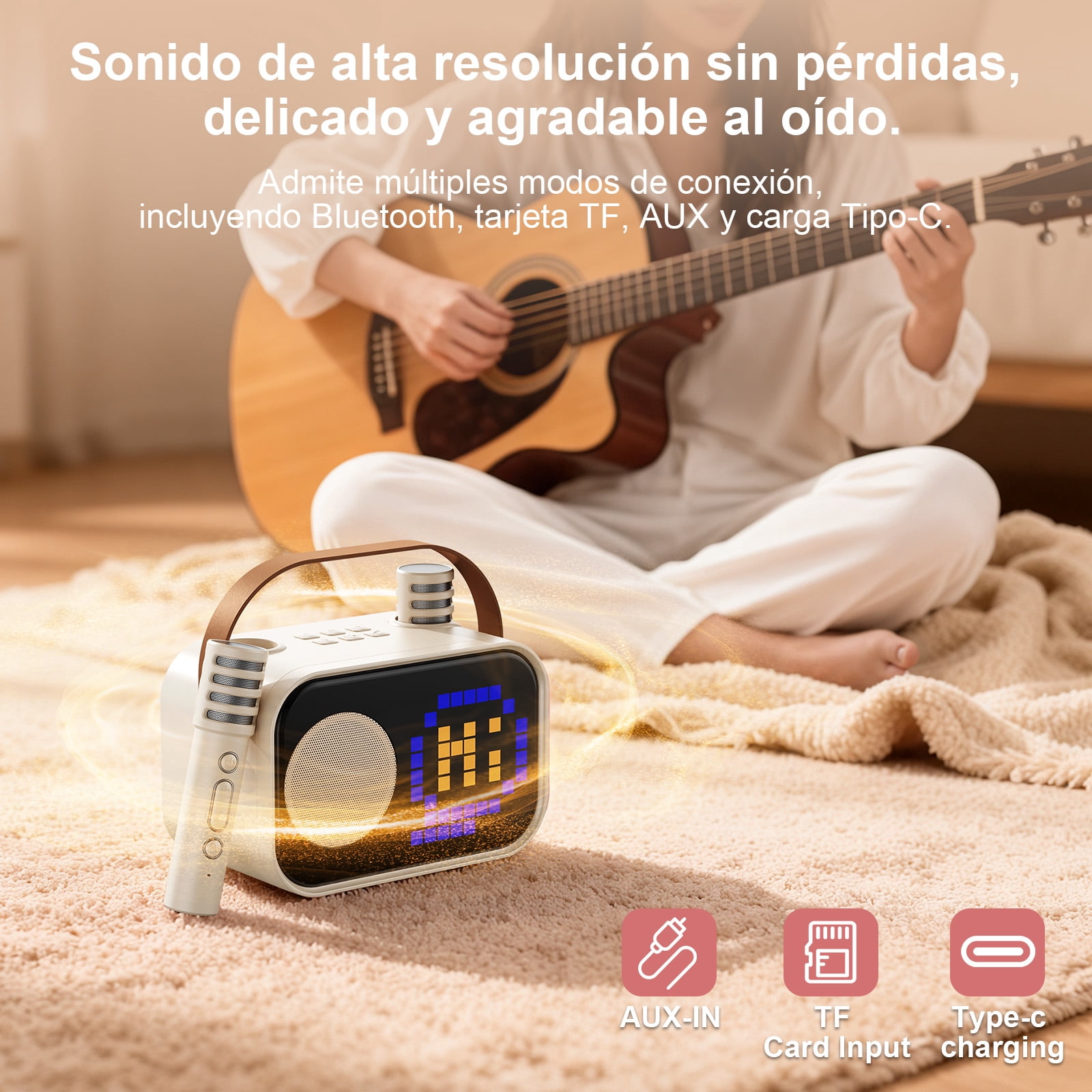 JYX Karaoke Machine for Kids Adults, Mini Karaoke Machine for Singing, Portable Party Speaker with Microphone, 15+ Pixel Animation, Kids Toy Gift