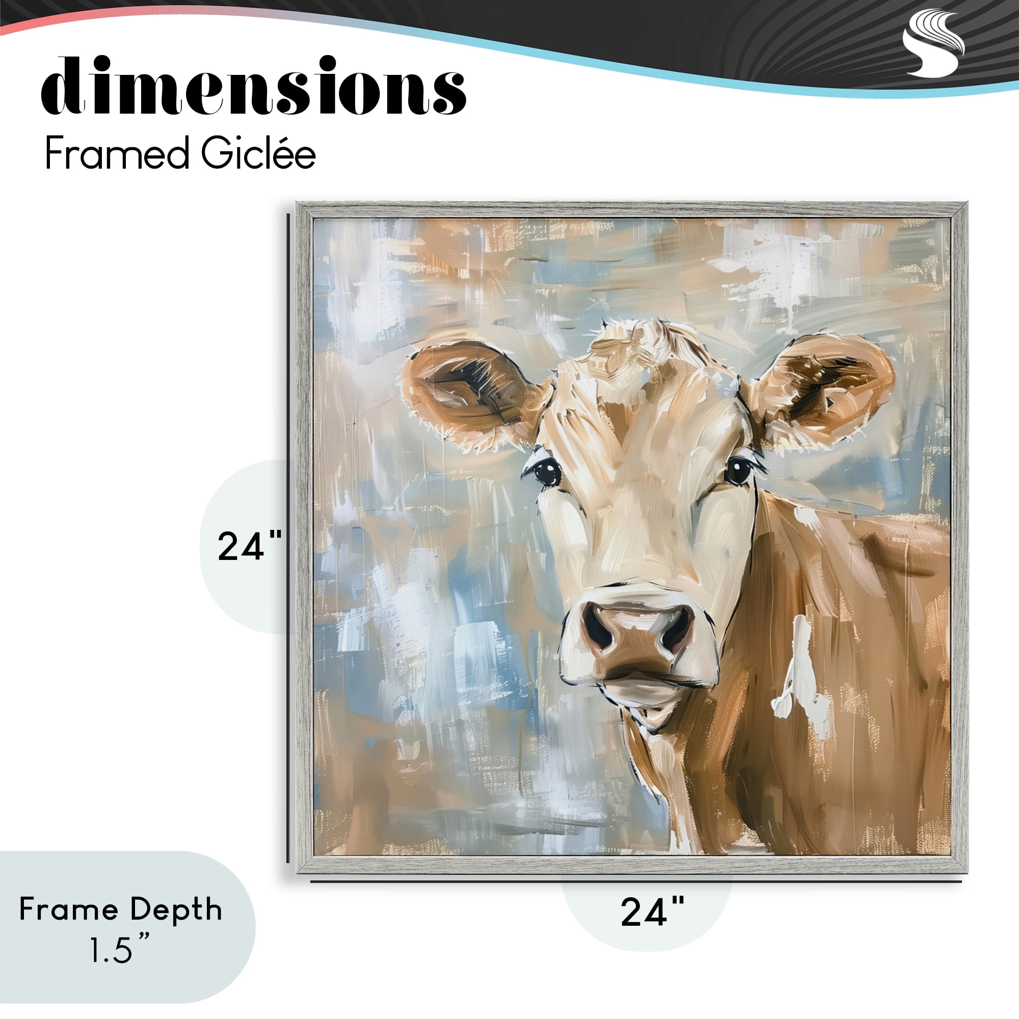 Stupell Industries The Brown Cow Abstract Gray Framed Giclee Art, design by Tina LeCour