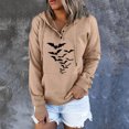 thumbnail image 2 of Gibobby Mujeres sudadera con capucha suéter Sudadera con capucha de manga larga informal con estampado de cordón de Halloween para mujer （Caqui， S), 2 of 5