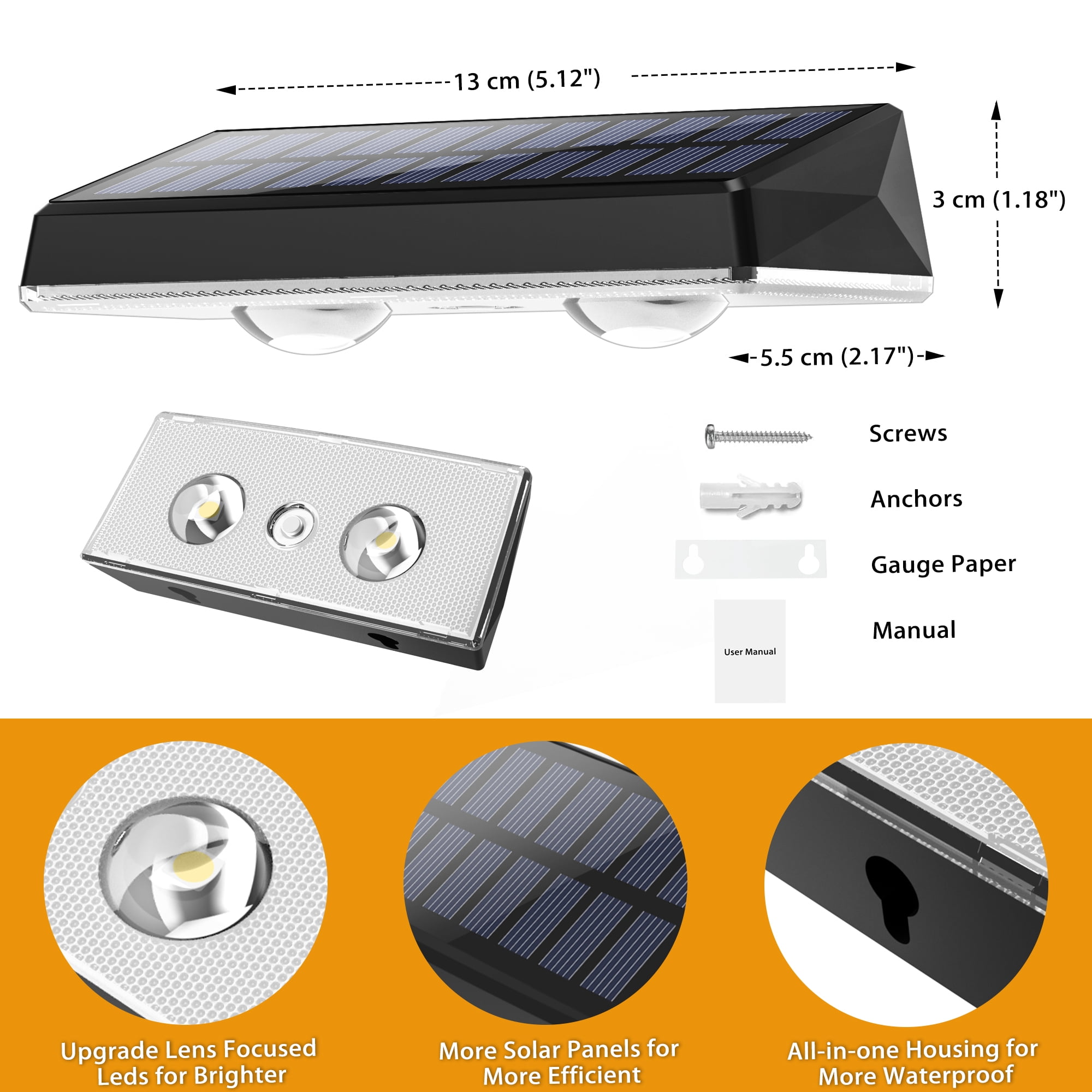 Hoyiours Solar Fence Lights Outdoor Waterproof, RGB & Warm White Solar Wall Lights for Garden, Patio, Deck and Yard（8 Pack）