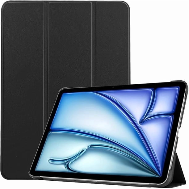 Funda Protectora Rígida de Cuero PU con Soporte Magnético para iPad Air 11" M2 (2024) - Negro