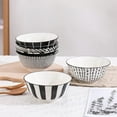 thumbnail image 4 of 6pcs Cereal Bowl Porcelain Soup Bowls 23oz - 6 Inch Japanese Bowls Black and White for Serving Salad | Ramen | Noodle | Pho | Oat | Oatmeal, 4 of 8