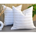 thumbnail image 2 of Woven Stripes Pattern Contemporary Luxury Cushion Covers 20 x20 inches White / Modern Cotton Pillow Covers / Simple Throw Pillow Cases For Living Room Sofa, Couch, Bed, Set of 2, 2 of 12