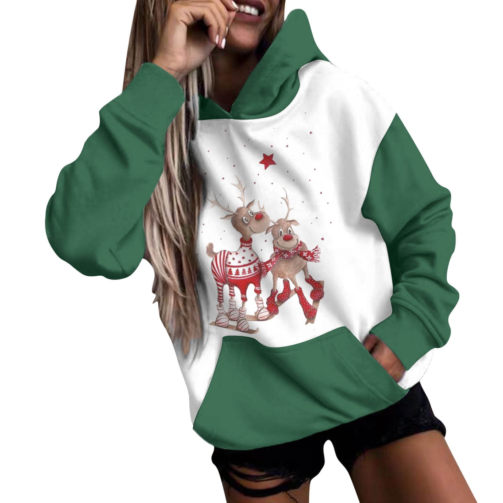 Womens Sweatshirt Christmas Print Long 