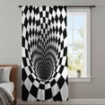 thumbnail image 3 of 3D Optical Illusion Sheer Curtains 63 Inches Long, Black White Checkered Gingham Plaid Vortex Light Filering Curtains, Breathable Simi Curtain Privacy Drapes for Living Room Bedroom Window Treatment, 3 of 9